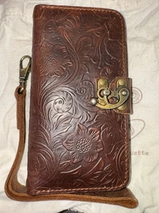 Etui portefeuille téléphone, cuir véritable, avec sangle. Convient à un Galaxy note 10+ - Photo 1 sur 3