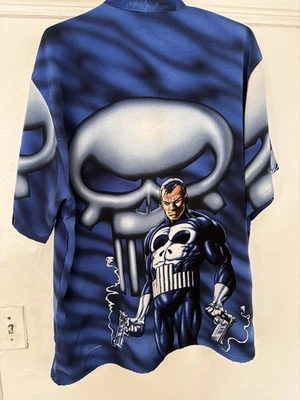 vintage  Marvel Punisher blue button up size mens XL rare - Image 1 of 4