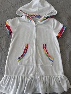 Flapdoodles Boutique White & Ricrac 女孩游泳罩 6 码 — 第 1/3 张图片