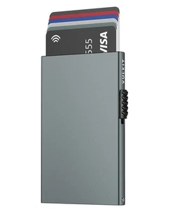 Minimalist Credit Card Holder Pop Up Cards RFID Protection Slim Metal Wallet - Picture 1 of 6