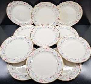 (11) Homer Laughlin Nantucket Dinner Plates Set Vintage Eggshell Floral MCM Lot - Picture 1 of 24