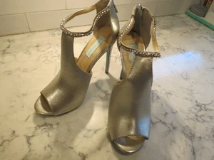 Betsey Johnson silver rhinestone peep toe high heel size 9 value $130 - Picture 1 of 5