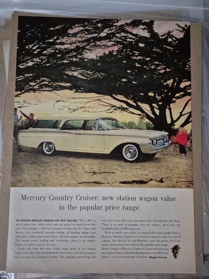 1962 vintage automobile ad, Mercury Country Cruiser Yellow Station Wagon (JA953 - Image 1 of 1