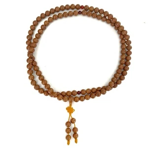 Brown Beaded Mala Necklace Indian Tibetan Prayer Zen Buddhist Hindu Japa 25.5 in - Bild 1 von 10