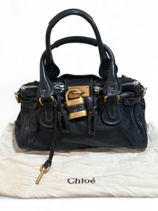 Borsa a mano Chloe Paddington in pelle nera Y2K borsa a tracolla con lucchetto borsa chiave - Foto 1 di 6