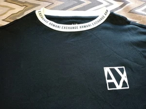 Armani Exchange Herren Sweatshirt XXL Schwarz Weiß Repeat Logo Dünn Strick Rundhals  - Bild 1 von 8