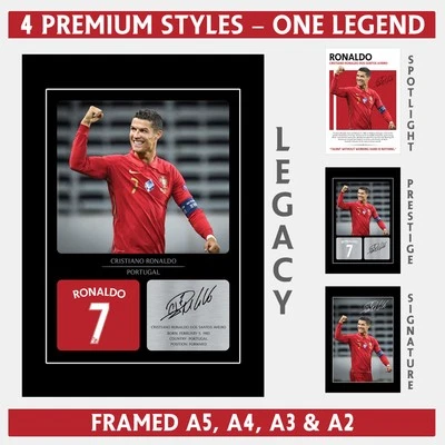 Cristiano Ronaldo Signed Photo A4, A3, A2 Framed Print Memorabilia Gift - image 1 of 4