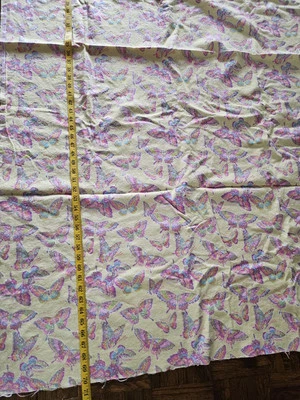 BUTTERFLY GLITTER BRIGHT COLORS YELLOW BUTTERFLIES COTTON FLANNEL FABRIC  - Image 1 of 4