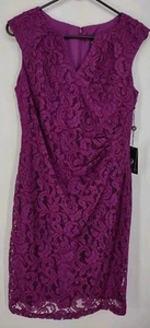 Adrianna Papell Sleeveless Dress Size 10P Lace Overlay Line Cassis A1D100510 NWT - Picture 1 of 10