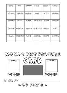 25 World's Best Football Team Name Fundraising Card - 30 Spaces - Picture 1 of 2