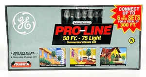 GE Pro-Line Commercial Classic Style Indoor-Outdoor 75-Light 50ft String - CLEAR - Picture 1 of 4