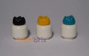 3x Lego Hair 68212 Black, Light Orange/Yellow, Turquoise Spiky Tuft NEW - Picture 1 of 1