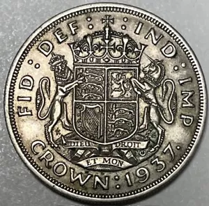 GREAT BRITAIN - George VI - Coronation Crown - 1937 - Km-857 - AU/UNC Slider! - Picture 1 of 2