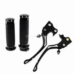 1'' Handlebar Hand Grips Black Brake Clutch Lever Fit For Harley Sportster 04-13 - Picture 1 of 12