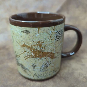 Taza Arizona 10oz Nativo Americano Roadrunner Desierto Marrón Pintura Cueva De Colección  - Imagen 1 de 6