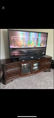 Solid wood 80” tv  stand with matching side table in excellent condition. - Image 1 of 2