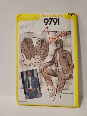Simplicity 9791 John Weitz Pants and Jacket Size 42 Waist 36 Uncut FF - Image 1 of 2
