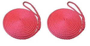 2 x 6 MTS OF 12MM RED SOFTLINE MOORING ROPES / WARPS / LINES BOATS - Picture 1 of 1