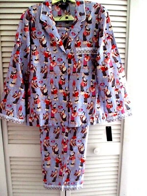 NATORI TEA PARTY 2PC PAJAMA SET CROPPED PANTS 100% COTTON MULTYCOLO M $170.00  - Image 1 of 4
