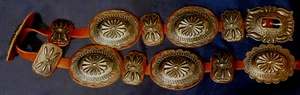 Native American STERLING Stamped HANDMADE Vintage 13 Pcs CONCHO BELT Estate - Picture 1 of 6