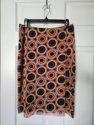 Vivienne Tam Mesh Knee length Skirt Vintage Retro Circle Print Size 2, 90s Y2K  - Image 1 of 4
