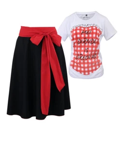 Dirndl Set Damen Trachtenrock Trachten Shirt Rock Lang Schwarz Rot Weiß 38 Neu - Bild 1 von 6