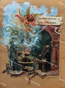 Scheuermann Wilhelm Miller Alchemie Labor Chemie Globus Drachen Erzengel Michael - Picture 1 of 2