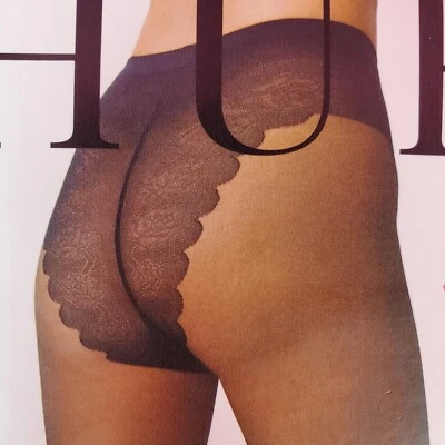 Panty de encaje francés de corte alto talla 1 negro de nylon  Foto 1 de 4