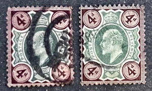 Great Britain 133 / Lot of 2 1902-1911 4p King Edward VII Stamps / Used - Picture 1 of 2