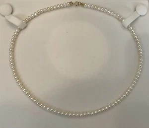 AAA+ 4-4.5 mm white freshwater Baby pearls necklace 16 inch gold Clasp - Picture 1 of 2
