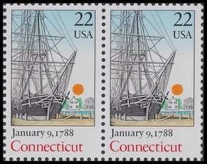 US 2340 Statehood Connecticut 22c horz pair MNH 1988 - Picture 1 of 1