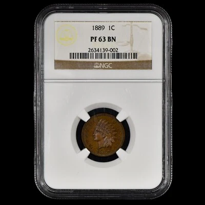 1889 INDIAN HEAD CENT ✪ NGC PF-63-BN ✪ 1C PR PROOF COIN SCARCE ◢TRUSTED◣ - Image 1 of 4