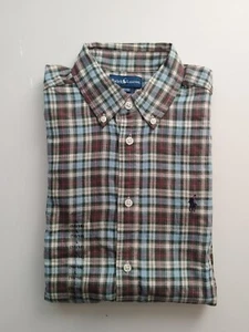 NWT Polo Ralph Lauren Boys Long Sleeve Plaid Shirt L(14/16) Sage Green multi - Picture 1 of 7
