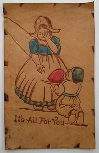 1906 Schatz Herz Holländisches Mädchen Leder Postkarte "Es ist alles für dich" - Bild 1 von 2