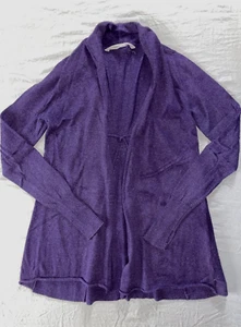 Athleta 921631 Atma Cotton/Cashmere Open Front Sweater. Purple, Size S. GUC!! - Picture 1 of 6