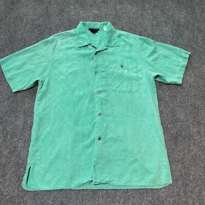 Tulliano Shirt Mens Medium Mint Green Button Down Silk Short Sleeve Casual - Image 1 of 4