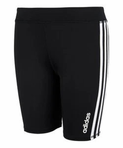 NEW Big Girls Adidas Climalite Bike Shorts BLACK Fitted 3 Stripe Logo FREE SHIP - Picture 1 of 6