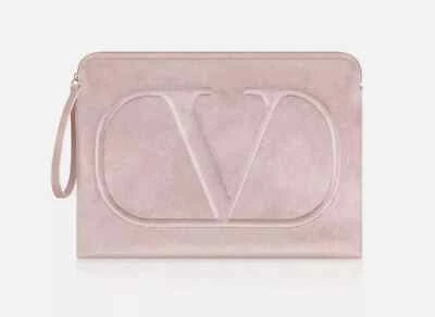Bolsa para portátil Valentino Beauty beige/desnudo con logotipo "V" Foto 1 de 4