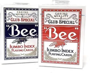 2 Decks Bee Jumbo Playing Cards Red & Blue Deck Casino Quality - Picture 1 of 2