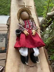 Holz/Stoff ""Jill"" Marionette (Jack & Jill) Puppe 16"" Sammlerartikel selten - Bild 1 von 10