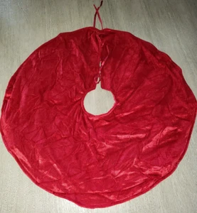 25 inch RED VELVET CHRISTMAS TREE SKIRT ties lined SOFT - Bild 1 von 1