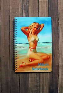 Quaderno Rockabilly vecchia scuola pin-up ragazza sulla spiaggia A5 - regalo festa del papà - Foto 1 di 2