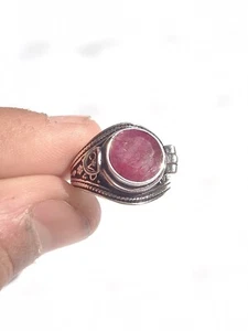 Handmade 925 Silver Plated Poison Ring Natural Red Ruby Gemstone Size 5-16 US - Picture 1 of 5