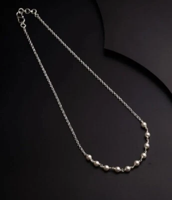 Collana in argento sterling 925 con perle in argento naturale regalo annivers... - Immagine 1 di 3