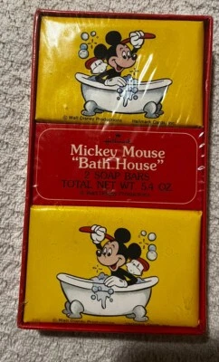 New Vtg Mickey Mouse Soap Bath House Bubble Gum Fragrance Hallmark Disney 2 Bars - Image 1 of 2