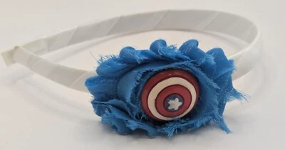 Captain America Hero Shield Girls Hair Headband Satin 1/2" Band Dress-up Costume - Image 1 of 4