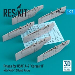 Pylons for USAF A-7 "Corsair II" with MAU-12 Bomb Racks 1/72 ResKit RS72-0440