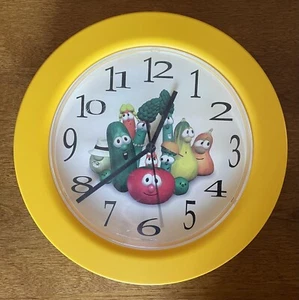 Veggie tales Vintage Clock Yellow Rim Rare Working - Picture 1 of 2