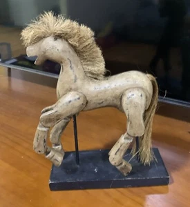 Wooden Primitive Horse With Movable Legs On Stand - Picture 1 of 5