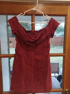 Mini Vestido Free People Gamuza Cuero Talla 4 Granate - Imagen 1 de 5